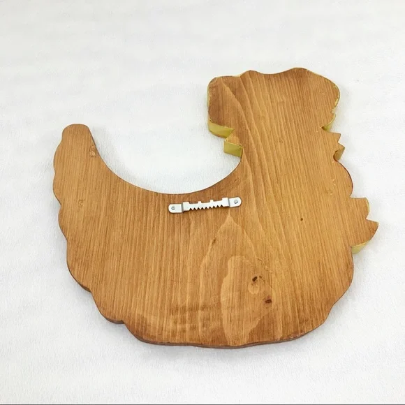 Vintage Wood Hand Painted Chicken Wall Hanging Hen Wearing Bonnet Farmhouse - Picture 8 of 9